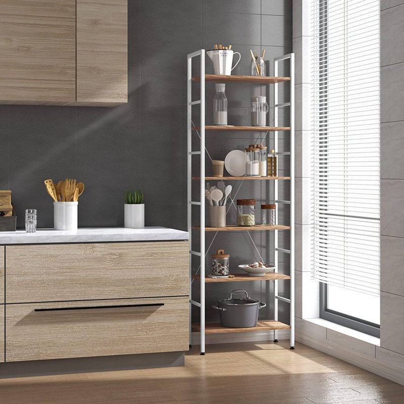Delorian 60cm W Metal Shelving Unit, Light Oak/White