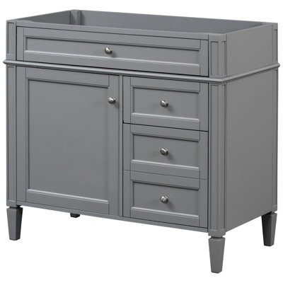Modern Bathroom Storage Solution, 2 Drawers And Tip-Out Drawer, Solid Wood, Grey, For Essentials 36'' Vanity, Wood Frame, Reliable
