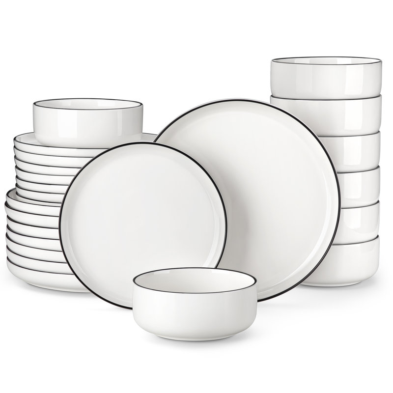 24-Piece Porcelain China Dinnerware Set, Service For 8