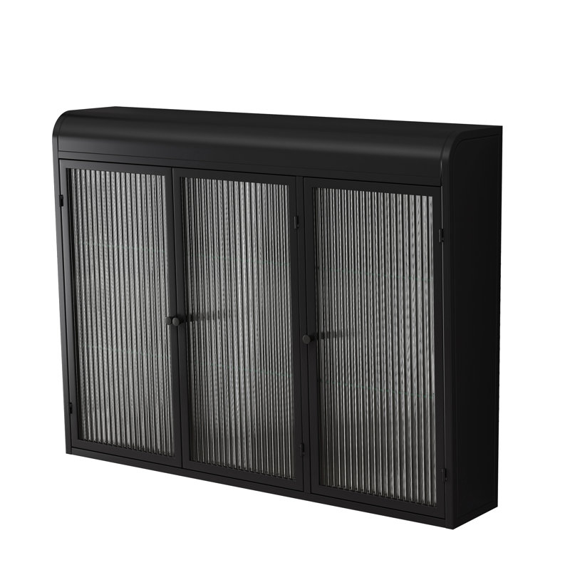 Armoire murale 3 portes en verre arqué - blanc. Ajoutez de l'élégance à votre balcon. Rangement polyvalent. Construire. Installation facile. Attrayant avec du verre. Élevez l'espace. Généreuse qualité de fabrication.