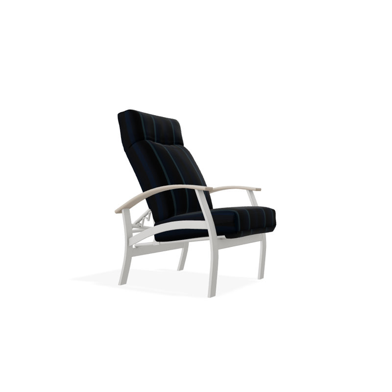 Chaise de patio inclinable avec coussins Askar, Indigo, Désert P60, Neige texturée