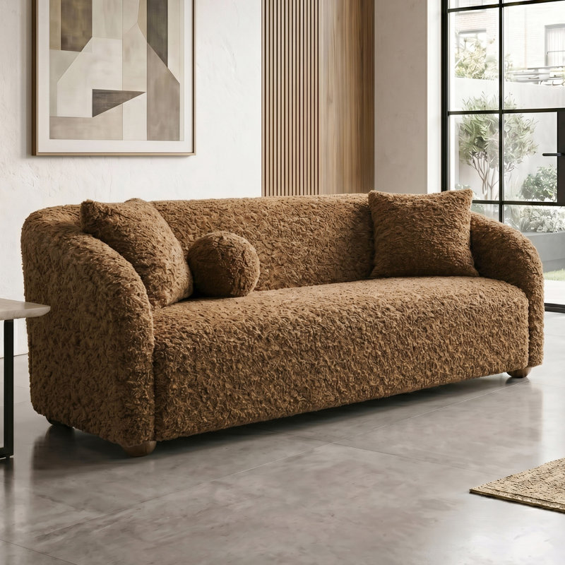Causeuse courbée avec coussin décoratif Antorion, Brown