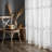 Feather Pattern Sheer Grommet Jacquard White Window Curtain Drapes (Set of 2)-1821619627