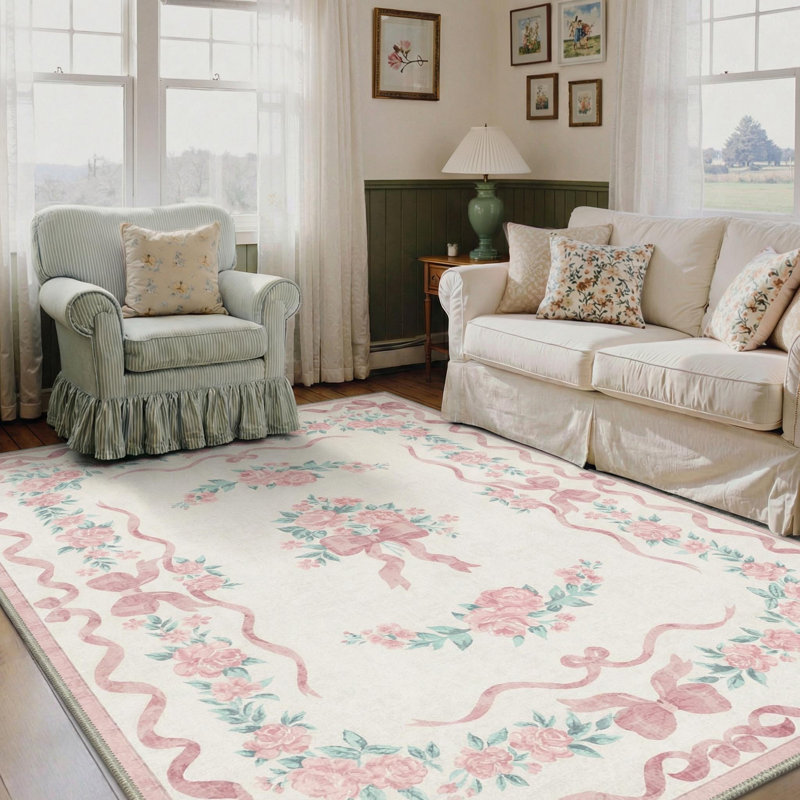 Tapis à motif floral Atascadero, Rectangle 6 pi x 9 pi