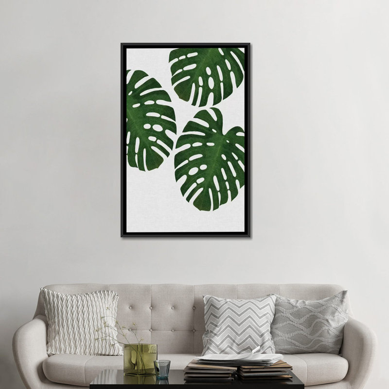" Monstera Leaf III " by Orara Studio, 26" H x 18" W x 1.5" D, Black Framed Canvas, No Matte