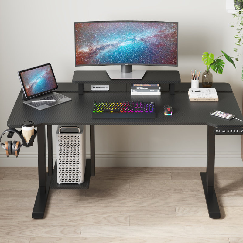 Bureau debout réglable avec stratifié, Noir, H 49 po x l 63 po x P 31,5 po