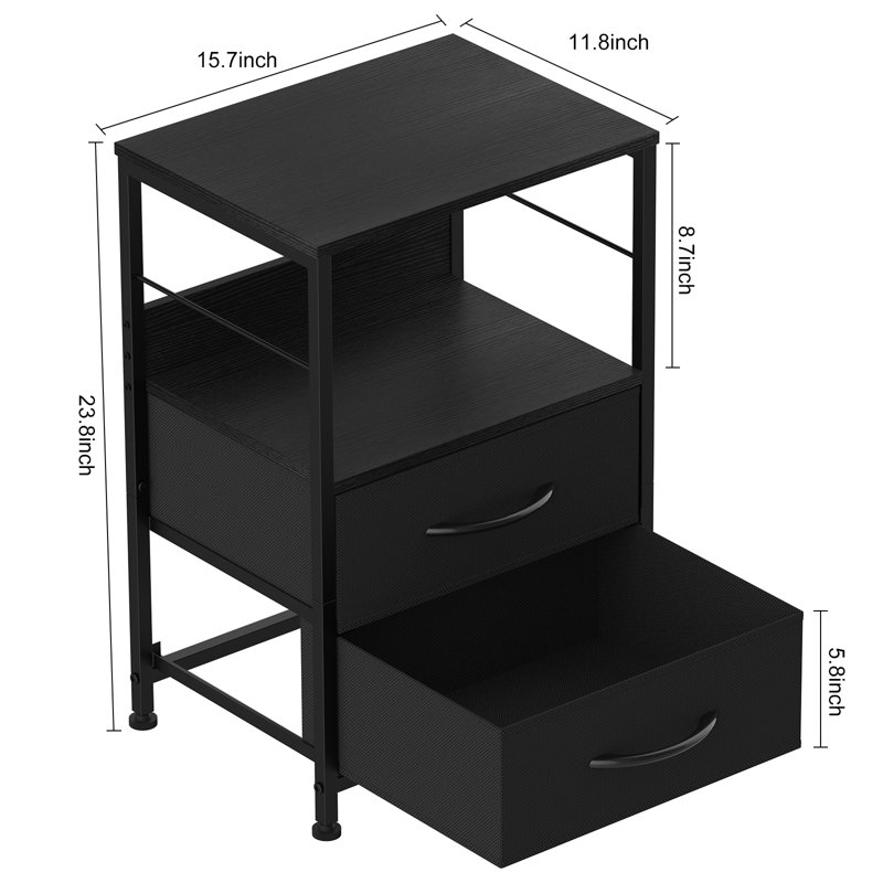 Vem 2 - Drawer End Table Set, Black