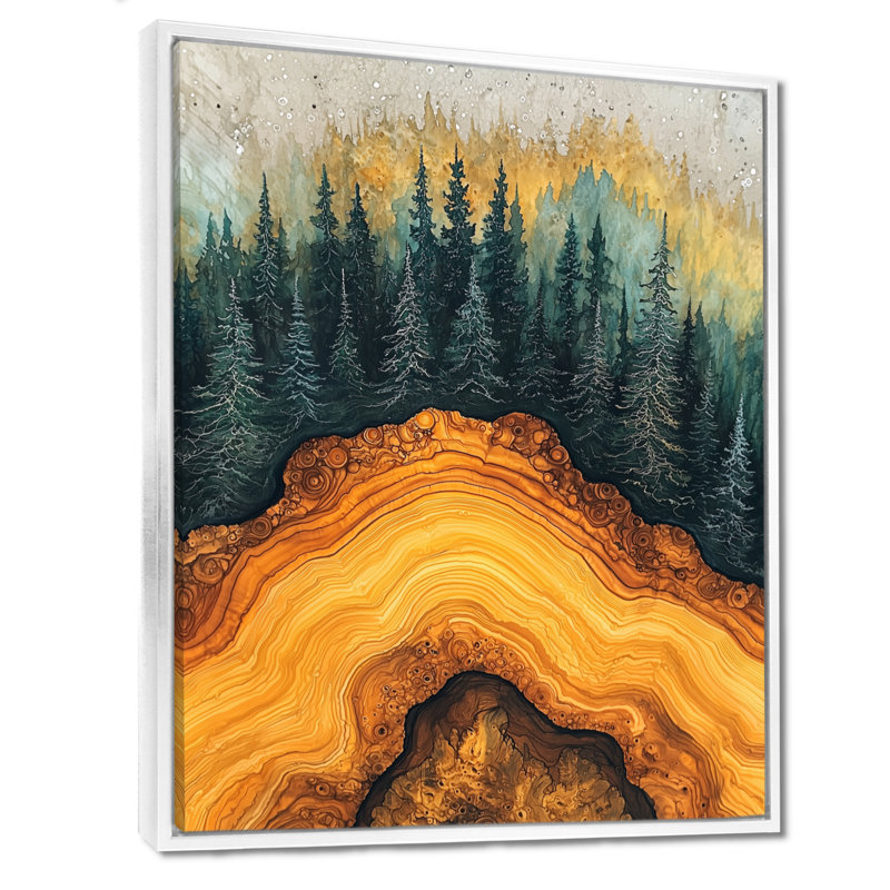 Forêt émeraude Ger Geralda, H 44 po x l 34 po, Reproduction avec cadre flottant, Blanc