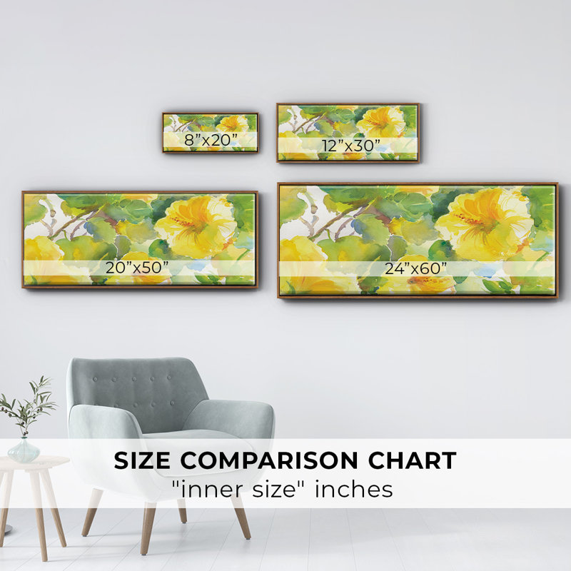 Citron Hibiscus II - toile encadrée, H 24 po x l 60 po