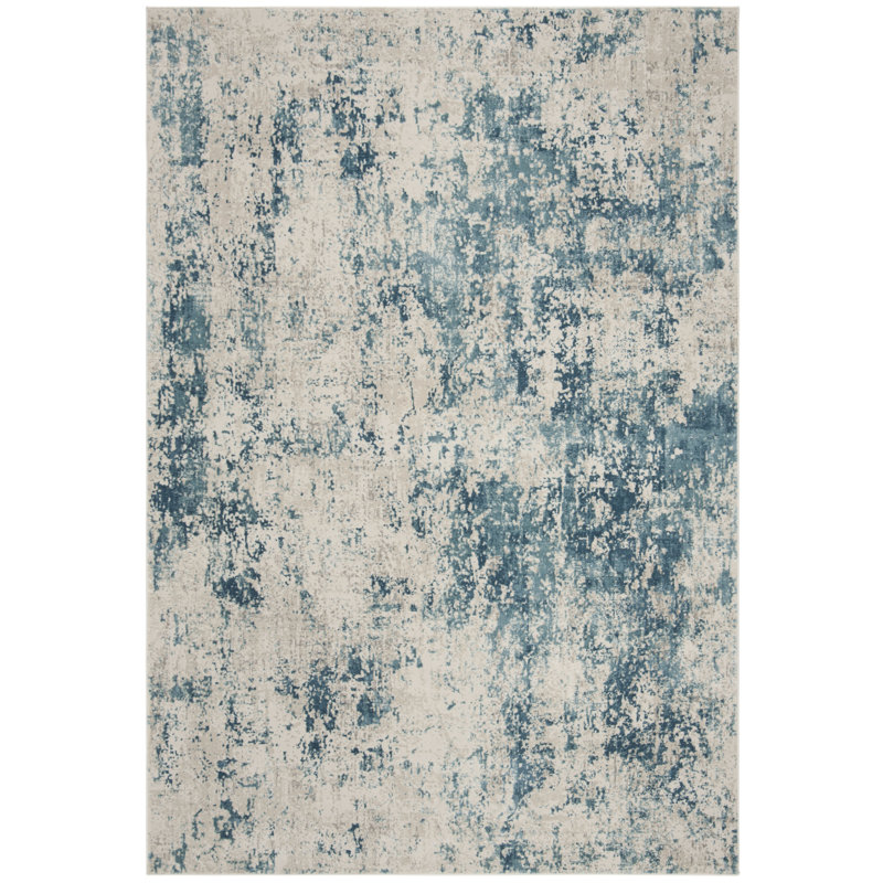 Tapis bleu / beige Hutchcraft, Rectangle 6 pi x 9 pi