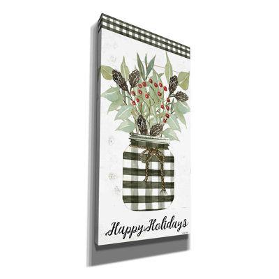 «Happy Holidays Gingham Jar» par Cindy Jacobs, art mural sur toile