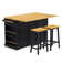 53inch Large Kitchen Island With 2 Bar Stools, Power Outlet,door Internal Storage Rack, Kitchen Storage Cart On 5 Wheels With Drop Leaf, 5 Open Side Racks, 3 Drawers, For Kitchen,dining Room