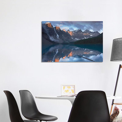 Wenkchemna Peaks Reflected in Moraine Lake, Valley of Ten Peaks, Banff National Park, Alberta, Canada 1 Piece Wrapped Canvas Wall Art