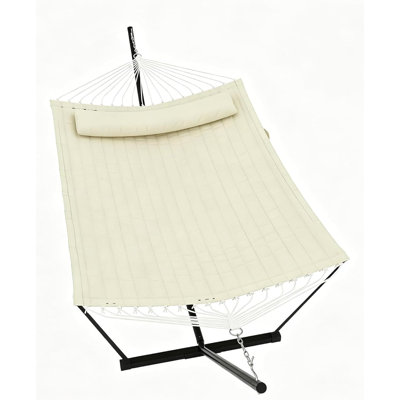 Hamac double autoportant pour deux personnes – Capacité de charge de 204 kg (450 lb) avec oreillers amovibles et corde d'équilibre, idéal pour se détendre à l'extérieur sur la terrasse, dans le jardin ou au bord de la piscine.