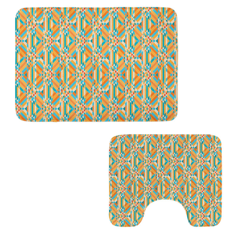  Ensemble de 2 tapis colorés pour salle de bain