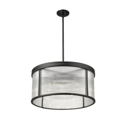Swati 6 - Light Steel Dimmable Drum Chandelier