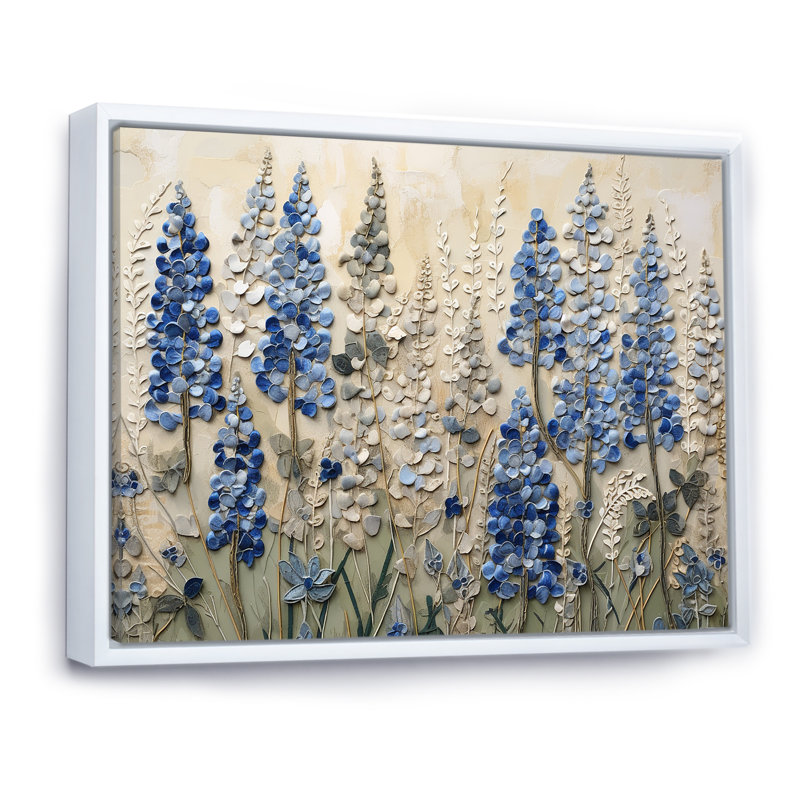 Minimalisme bleu blanc bonnet encadré sur toile, H 16 po x l 32 po x P 1 po, Blanc