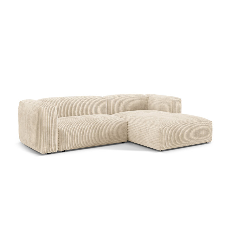 Betsayda 2 Seater Corduroy Corner Sofa , Light Beige