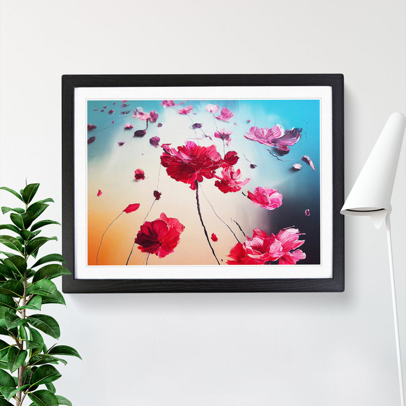 Ethereal Modern Flowers - Framed Print, Black, 46cm H x 64cm W x 2cm D