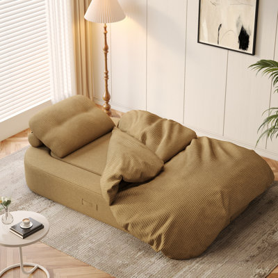 Sicilia Boneless 78.74'' Upholstered Corduroy Sofa,Convertible Sleeper Sofa Bed,Floor Sofa Lounge Couch