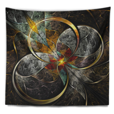 Tapisserie abstraite symétrique de fleurs de fractale marron