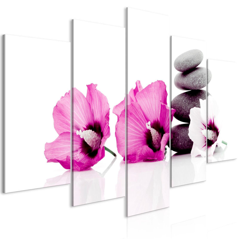 Ensemble de 5 impressions sur toile tendue, H 20 po x l 40 po x P 1 po, Rose