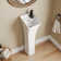 Deervalley Small Pedestal Bathroom Sink 11"L X 13"W X 35"H Ceramic One Piece Bath Sink With Overflow