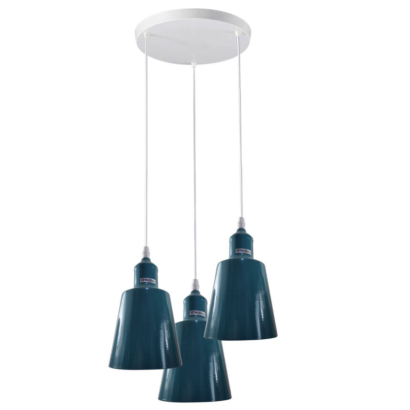 3 - Light Silver Cluster Pendant, Cyan Blue