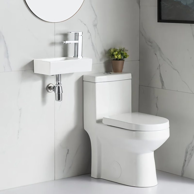 MOHOME 10'' Ceramic Rectangular Bathroom Sink, Right