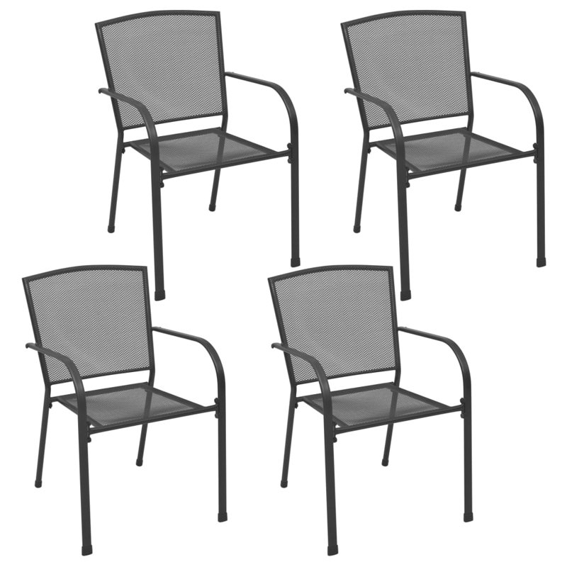 Chaise d'appoint empilable pour patio, Gris anthracite, 4