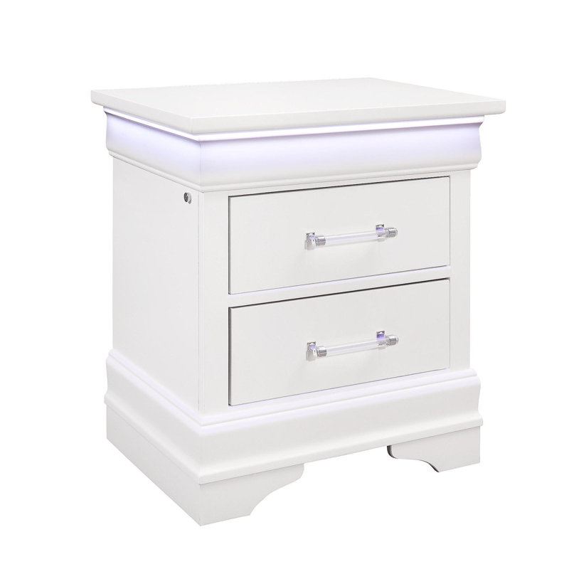 Table de chevet blanche avec DEL, Blanc