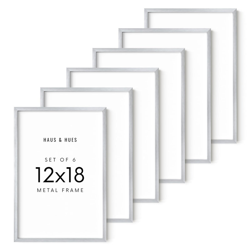 Cadre photo Lajavion - ensemble de 6, Silver, 12" W x 18" H