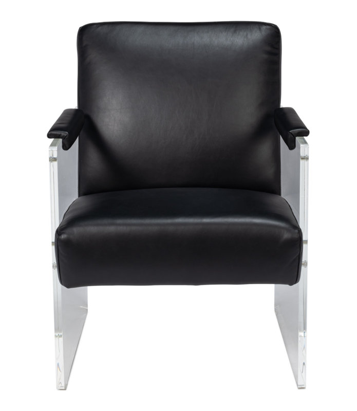 Holloway Leather Armchair, Black Genuine Leather