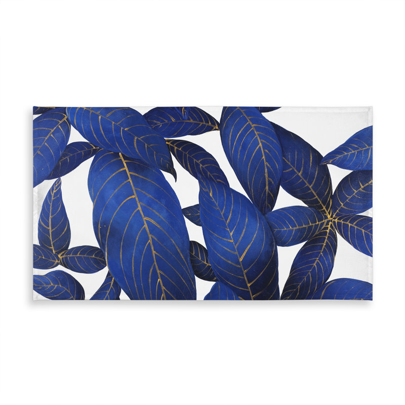 Abstract Modern Blue Leaves Tablecloth | Indoor/Outdoor Decor