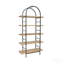 35.6x13.6x70.9" Tall Arched Wood and Iron Display Shelf with Black Frame, 5-Tier Open Shelving Unit Bookshelf, Modern/Industrial