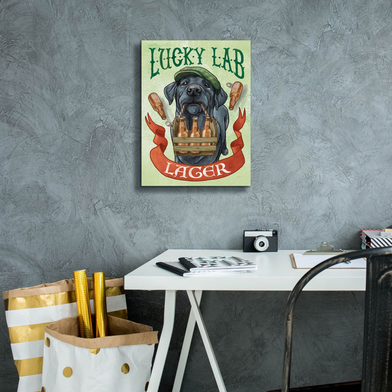 «Beer Dogs 5» par Mary Urban, art mural sur toile, 12 po x 16 po, H 16 po x l 12 po x P 0,75 po