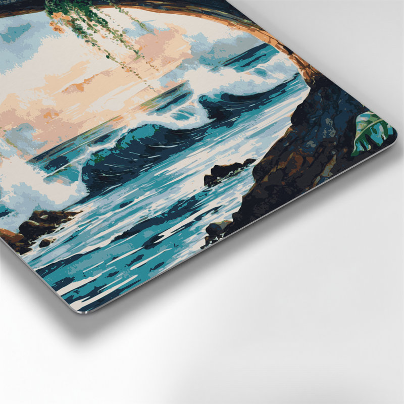 Art mural hawaïen avec arches naturelles grises, H 16 po x l 16 po