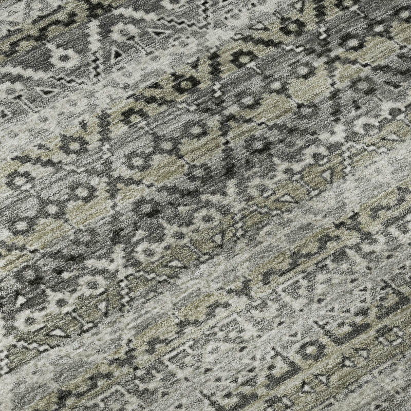 Premium Machine Washable Mayfield AMF2101 Striped Rug, Pewter, 2'6" x 3'10"