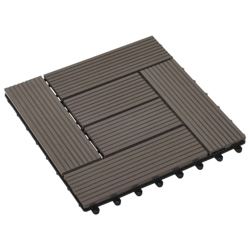 VidaXL 11 Pieces Decking Tiles WPC 11.8" x 11.8" 1 Sqm, Dark Brown