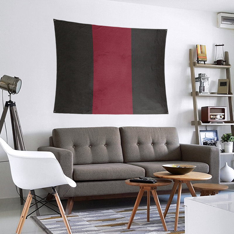 Machine Tapestry - Rod Included, 51" H x 60" W x 2" D, Black/Brick Red/Black