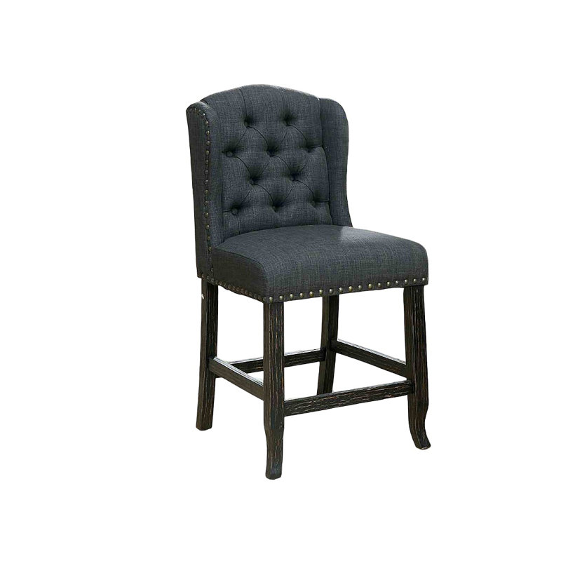 Chaise de salle à manger à hauteur de comptoir rustique 2 pièces, Noir antique