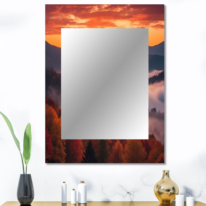 Tennessee Great Smoky Mountains Sunset II - miroir mural Tennessee, miroir décoratif orange, impression d'art en métal