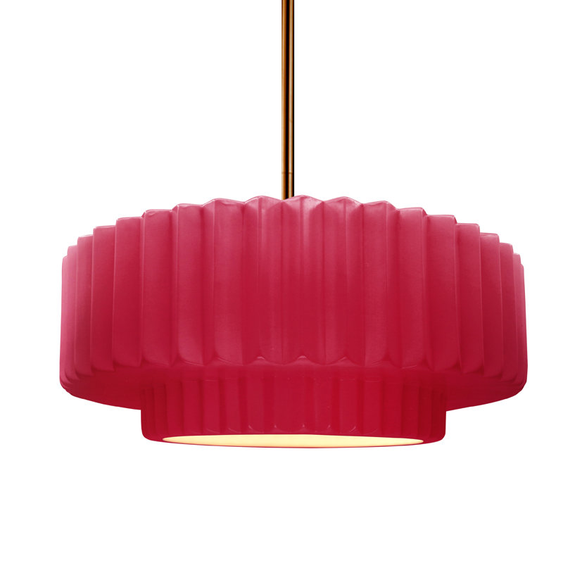 Luminaire suspendu 1 lumière Meydan, H 5,25 po x l 14,5 po x P 14,5 po, Cerise, Laiton brossé