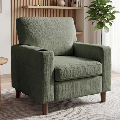 33" Modern Accent Chair,Chenille Armchair Single Sofa for Living Room Bedroom,Tool Free,Beige