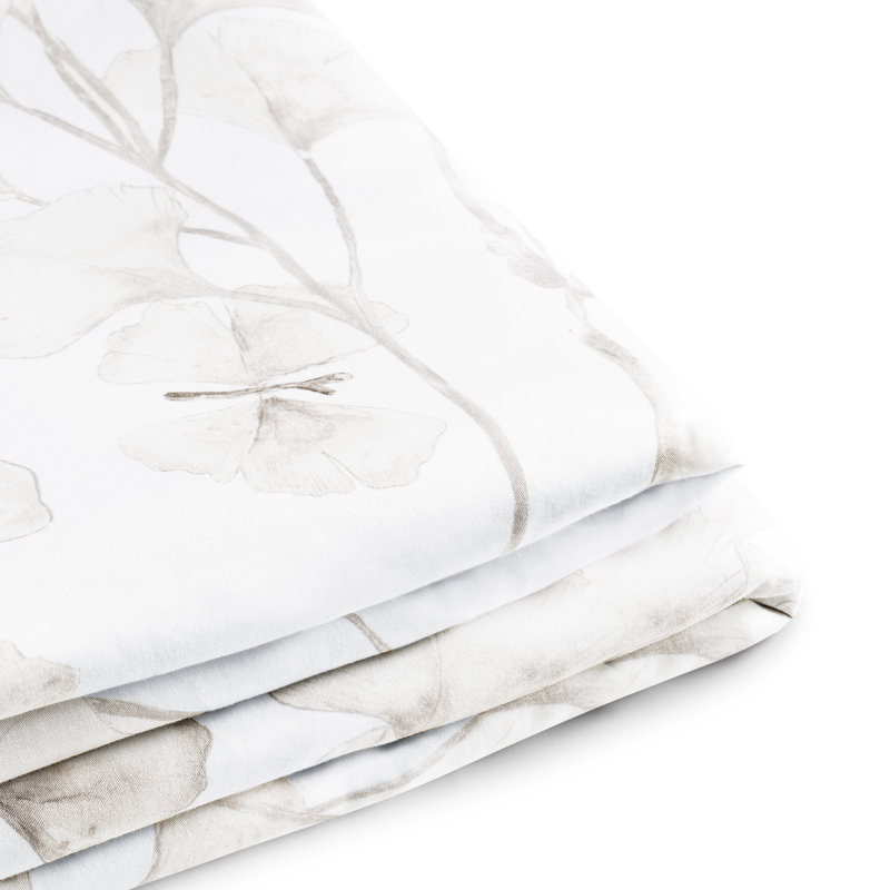 Butterfly Gingko Duvet, Queen, White;Stone