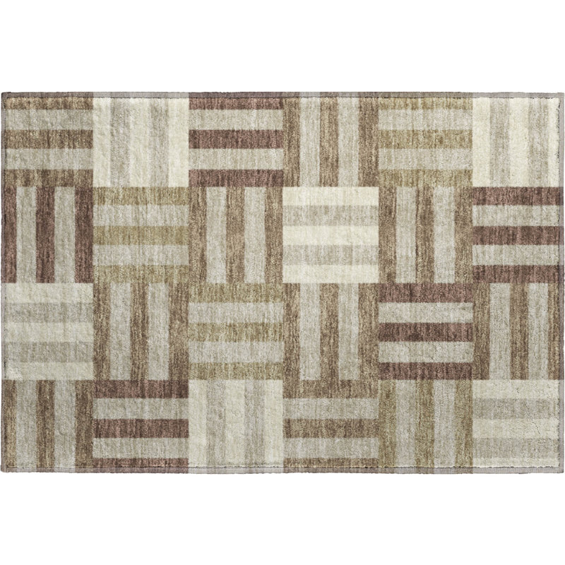 Premium Machine Washable Mayfield AMF2332 Geometric Rug, 2'6" x 3'10", Brown