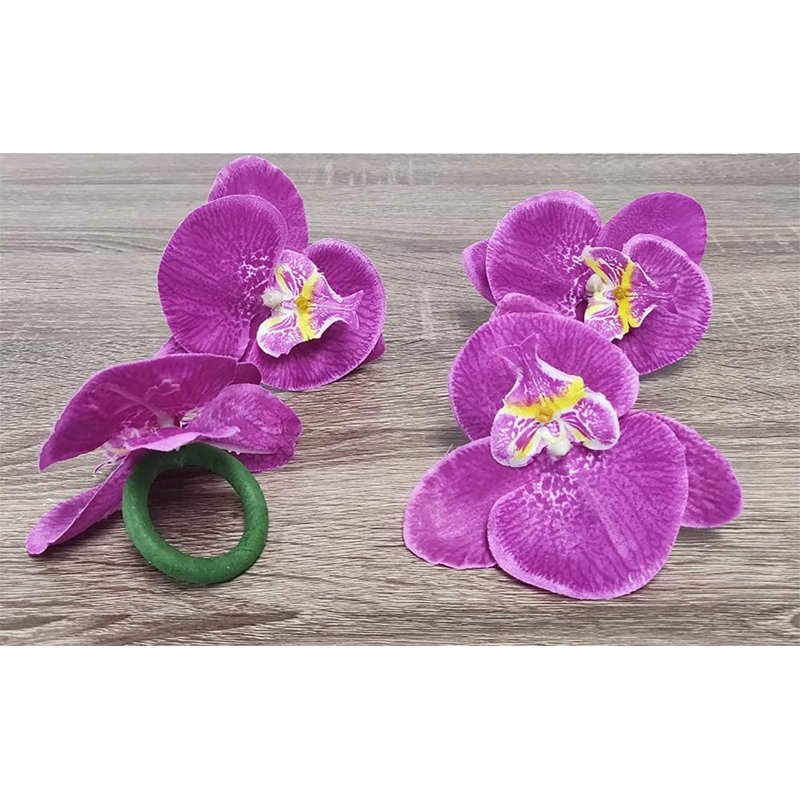 Ensemble de 4 anneaux de serviette décoratifs faits à la main orchidée corail, Mauve