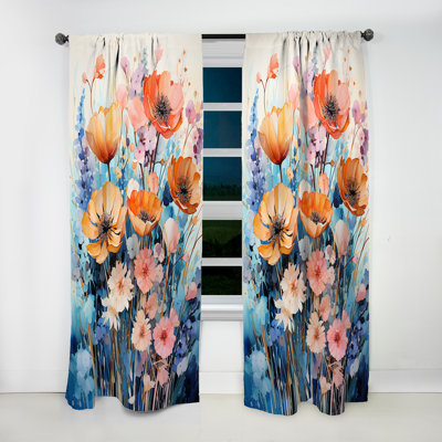 Hodge - Rideau obscurcissant à motif floral bleu - 1 panneau