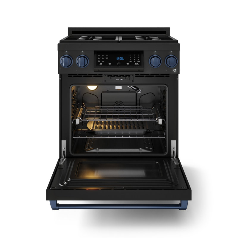 Gordon Ramsay by THOR Kitchen 30 Inch Professional Gas Range with Tilt Panel Touch Control in Black/Navy Blue, Navy Blue