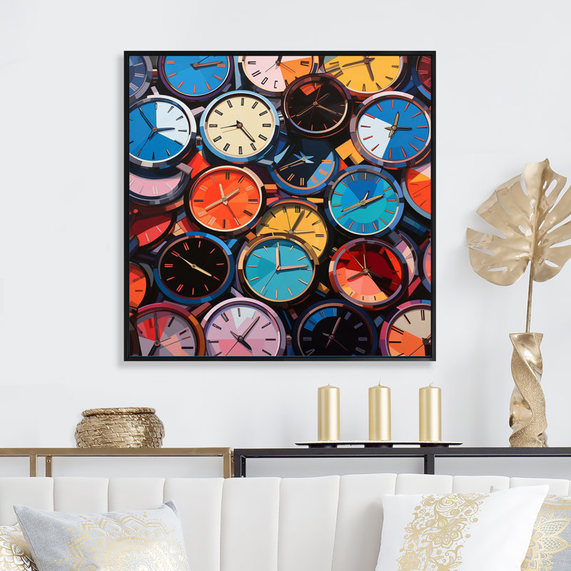 «Luxury Watches», art mural sur toile, Cadre flottant noir, H 16 po x l 16 po x P 1 po